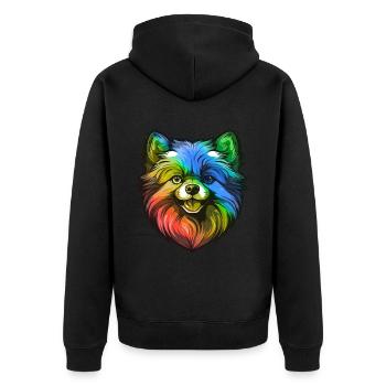 Pomeranian Dog Head Colorful - Unisex Premium Organic Zip Hoodie - black - Back - Nico (187cm)