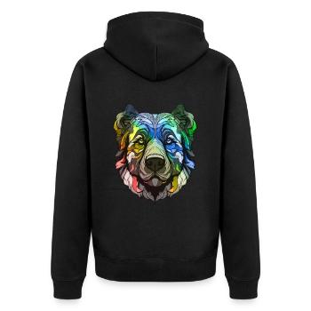 Kangal Hund Kopf Bunt - Unisex Premium Bio Zip Hoodie - Schwarz - Hinten - Nico (187cm)