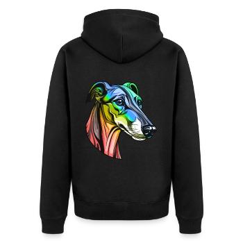 Greyhound Dog Head Colorful - Unisex Premium Organic Zip Hoodie - black - Back - Nico (187cm)