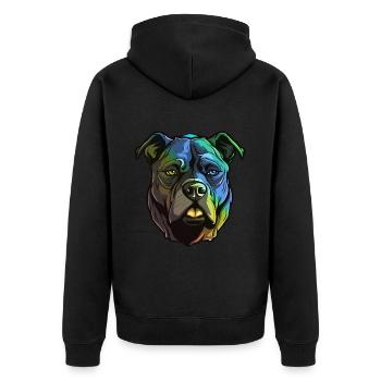 Staffordshire Bull Terrier Dog Head Colorful - Unisex Premium Organic Zip Hoodie - black - Back - Nico (187cm)