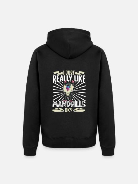 I Love Mandrills - Mandrill - Unisex Premium Organic Zip Hoodie - black
