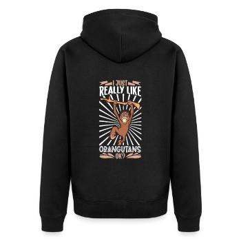 Ich liebe Orang-Utans - Orang-Utan - Unisex Premium Bio Zip Hoodie - Schwarz - Hinten - Nico (187cm)