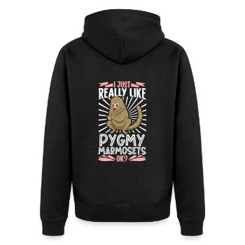 J’adore les ouistitis pygmées - ouistitis pygmées - Veste à capuche bio Premium Unisexe - noir - Dos - Nico (187cm)