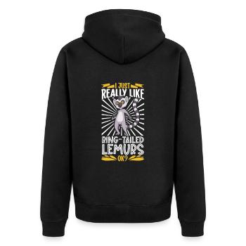 I love ring-tailed lemurs - ring-tailed lemurs - Unisex Premium Organic Zip Hoodie - black - Back - Nico (187cm)