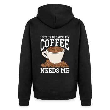 Barista Coffee - Unisex Premium Organic Zip Hoodie - black - Back - Nico (187cm)