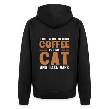 Barista Kaffee - Unisex Premium Bio Zip Hoodie - Schwarz - Hinten - Nico (187cm)