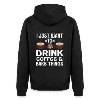 Barista Kaffee - Unisex Premium Bio Zip Hoodie - Schwarz - Hinten - Nico (187cm)