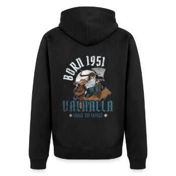 Les fils d’Odin sont nés en 1951 Viking 73e anniversaire - Veste à capuche bio Premium Unisexe - noir - Dos - Nico (187cm)