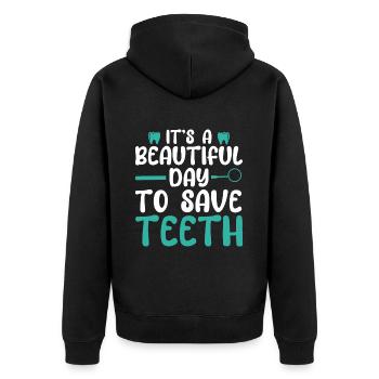 Dentist Student Degree Teeth Dentistry - Unisex Premium Organic Zip Hoodie - black - Back - Nico (187cm)