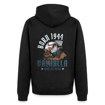 Les fils d’Odin sont nés en 1944 Viking 80e anniversaire - Veste à capuche bio Premium Unisexe - noir - Dos - Nico (187cm)