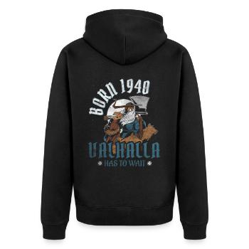 Les fils d’Odin sont nés en 1940 Viking 84e anniversaire - Veste à capuche bio Premium Unisexe - noir - Dos - Nico (187cm)