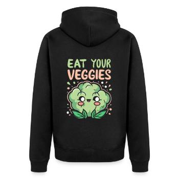 Eat Your Veggies Vegetable Lover Vegan Vegan - Unisex Premium Organic Zip Hoodie - black - Back - Nico (187cm)