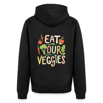 Eat Your Veggies Vegetable Lover Vegan Vegan - Unisex Premium Organic Zip Hoodie - black - Back - Nico (187cm)