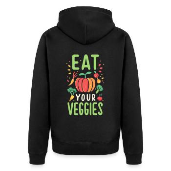 Eat Your Veggies Vegetable Lover Vegan Vegan - Unisex Premium Organic Zip Hoodie - black - Back - Nico (187cm)