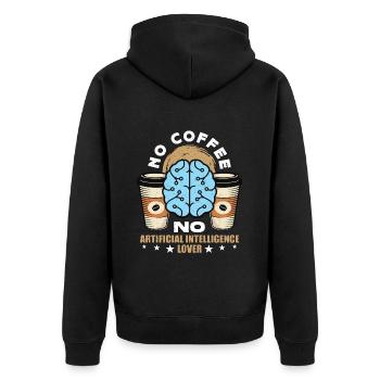 Artificial Intelligence No Coffee No Cyborg Coffee - Unisex Premium Organic Zip Hoodie - black - Back - Nico (187cm)