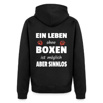 Boxen Boxsport Kampfsport Motto - Unisex Premium Bio Zip Hoodie - Schwarz - Hinten - Nico (187cm)