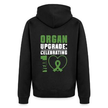 Organ 1 Jahr Transplantation Organspende - Unisex Premium Bio Zip Hoodie - Schwarz - Hinten - Nico (187cm)