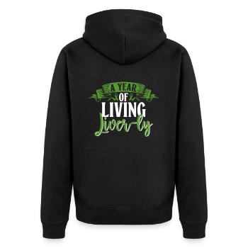 Organ 1 Jahr Transplantation Organspende - Unisex Premium Bio Zip Hoodie - Schwarz - Hinten - Nico (187cm)