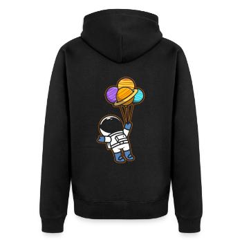 Astronaut Holding Planet Balloons Solar System - Unisex Premium Organic Zip Hoodie - black - Back - Nico (187cm)