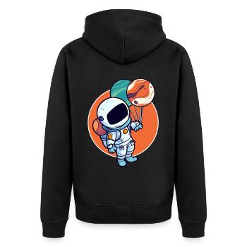 Astronaut Holding Planet Balloons Solar System - Unisex Premium Organic Zip Hoodie - black - Back - Nico (187cm)