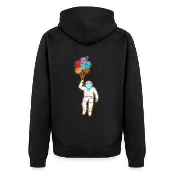Astronaut Holding Planet Balloons Solar System - Unisex Premium Organic Zip Hoodie - black - Back - Nico (187cm)