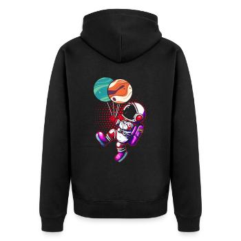 Astronaut Holding Planet Balloons Solar System - Unisex Premium Organic Zip Hoodie - black - Back - Nico (187cm)