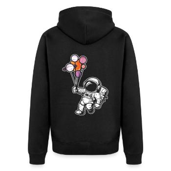 Astronaut Holding Planet Ballons Sonnensystem - Unisex Premium Bio Zip Hoodie - Schwarz - Hinten - Nico (187cm)