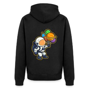 Astronaut Holding Planet Balloons Solar System - Unisex Premium Organic Zip Hoodie - black - Back - Nico (187cm)