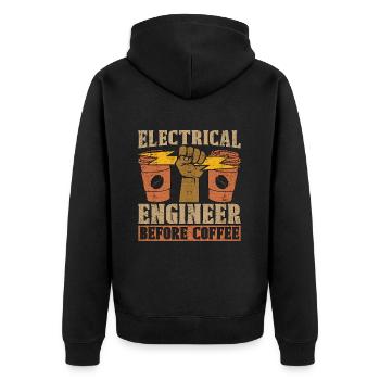 Electrical Engineer Before Lineman Coffee Lover - Unisex Premium Bio Zip Hoodie - Schwarz - Hinten - Nico (187cm)