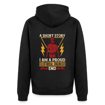 Electrical Engineer A Short Story I Am Electrician - Unisex Premium Bio Zip Hoodie - Schwarz - Hinten - Nico (187cm)