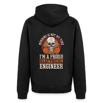 Electrical Engineer Morning Is Not My Engineering - Unisex Premium Bio Zip Hoodie - Schwarz - Hinten - Nico (187cm)