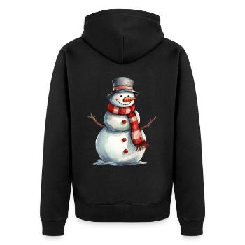 Happy Snowman With Hat Winter Season Christmas Hol - Unisex Premium Bio Zip Hoodie - Schwarz - Hinten - Nico (187cm)