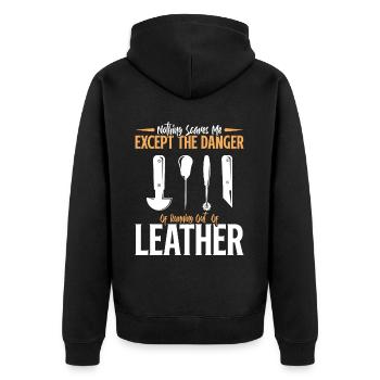 Leatherwork Leatherworker Stamping Crafts - Unisex Premium Organic Zip Hoodie - black - Back - Nico (187cm)
