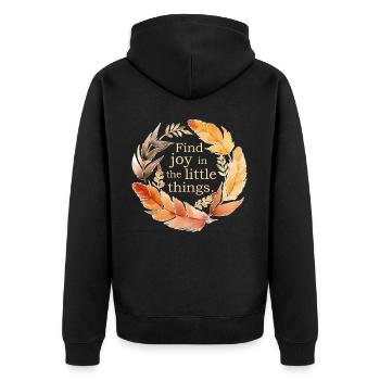 Find Joy In The Little Things Feather Wreath Boho - Unisex Premium Bio Zip Hoodie - Schwarz - Hinten - Nico (187cm)