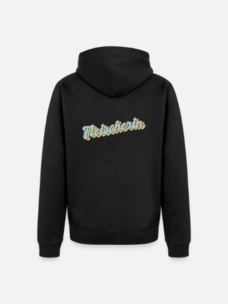 Metzger Abschluss-Geschenk Fleischerin - Unisex Premium Bio Zip Hoodie - Schwarz
