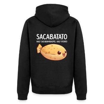 Funny Fish Meme - Unisex Premium Organic Zip Hoodie - black - Back - Nico (187cm)
