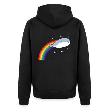Sacabambaspis Fish Meme Pixel Rainbow - Unisex Premium Organic Zip Hoodie - black - Back - Nico (187cm)