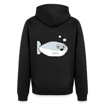 Sacabambaspis Poisson Meme Pixel - Veste à capuche bio Premium Unisexe - noir - Dos - Nico (187cm)