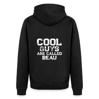 Cool guys are called Beau - Unisex Premium Organic Zip Hoodie - black - Back - Nico (187cm)