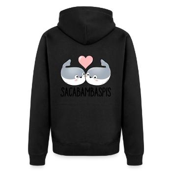 Fish Meme Couple - Unisex Premium Organic Zip Hoodie - black - Back - Nico (187cm)