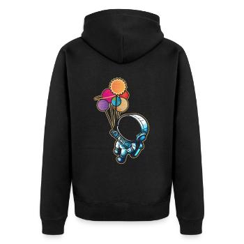 Astronaut Holding Planet Balloons Solar System - Unisex Premium Organic Zip Hoodie - black - Back - Nico (187cm)