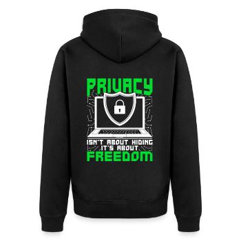 Hacker éthique Liberté de la vie privée - Veste à capuche bio Premium Unisexe - noir - Dos - Nico (187cm)