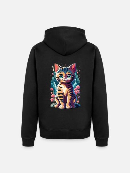 süßes Kawaii Kätzchen Japan - Unisex Premium Bio Zip Hoodie - Schwarz