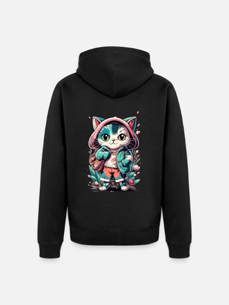 süßes Kawaii Kätzchen Japan - Unisex Premium Bio Zip Hoodie - Schwarz