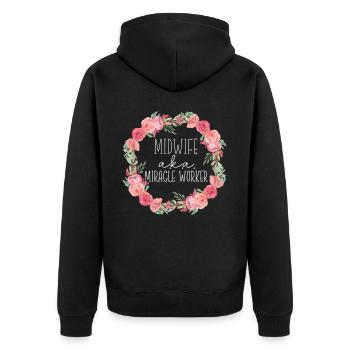 Nurse Midwife Birth Worker Midwife - Unisex Premium Organic Zip Hoodie - black - Back - Nico (187cm)