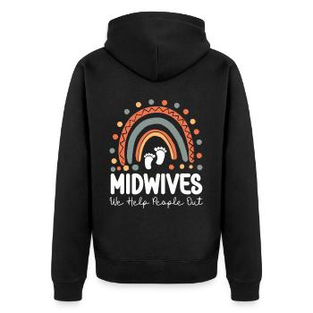 Nurse Midwife Birth Worker Pun - Unisex Premium Organic Zip Hoodie - black - Back - Nico (187cm)