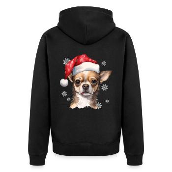 Cute Chihuahua In Santa Hat Pets Christmas Winter - Unisex Premium Bio Zip Hoodie - Schwarz - Hinten - Nico (187cm)