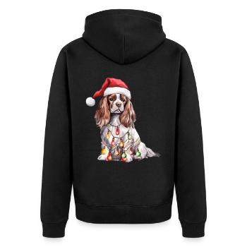 Cavalier King Charles Spaniel Dog Santa Hat Christ - Unisex Premium Bio Zip Hoodie - Schwarz - Hinten - Nico (187cm)
