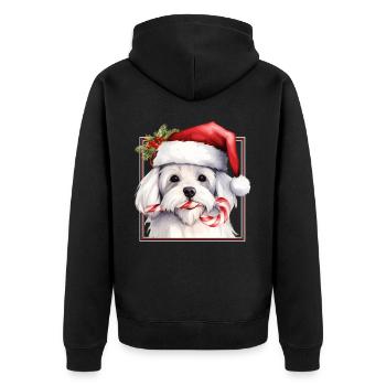 Cute Maltese Dog Christmas Candy Cane Pets Xmas Ho - Unisex Premium Bio Zip Hoodie - Schwarz - Hinten - Nico (187cm)