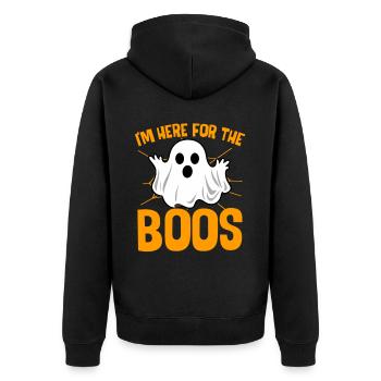 I'm Here For The Boos Funny Ghost Halloween Costum - Unisex Premium Bio Zip Hoodie - Schwarz - Hinten - Nico (187cm)